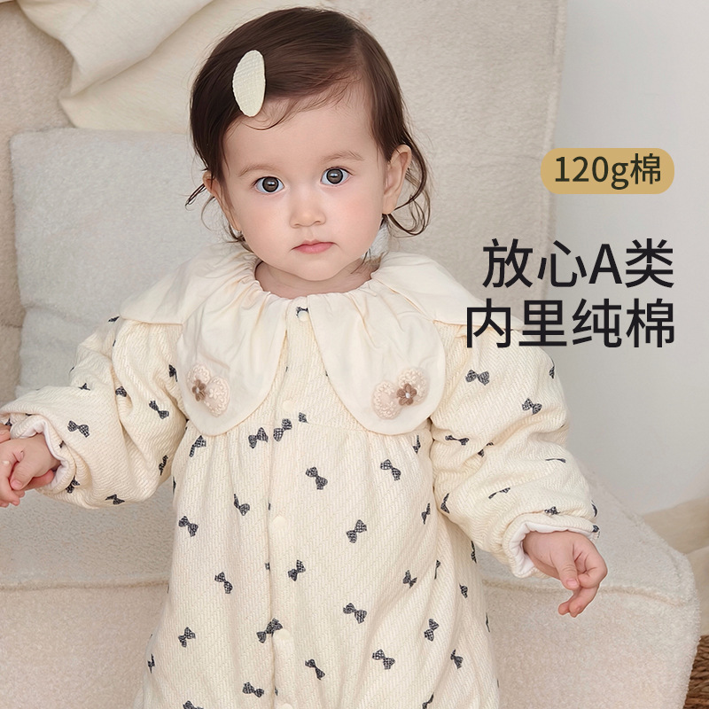 婴儿衣服冬装棉服保暖宝宝连体衣秋冬季超萌婴幼儿夹棉外出服棉衣