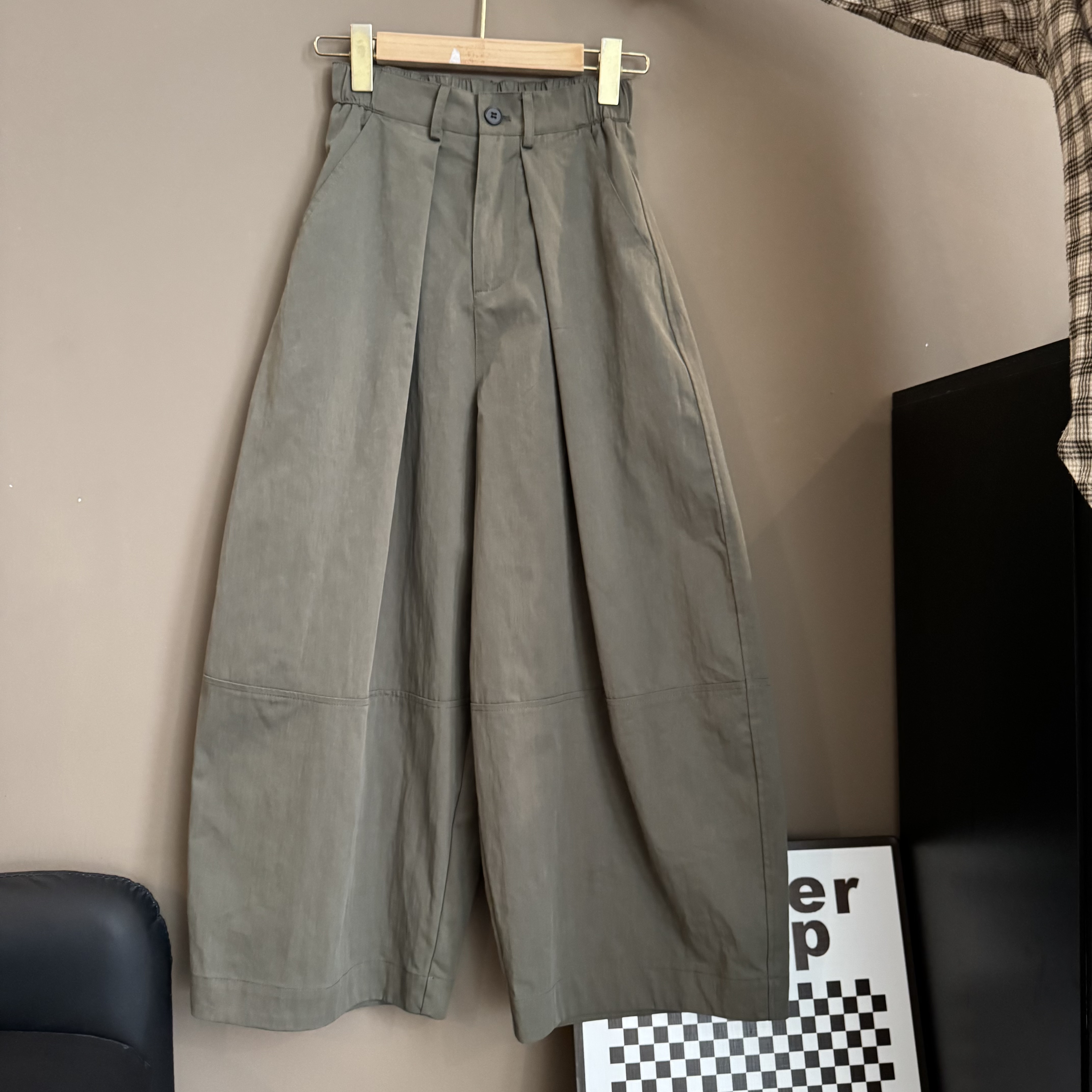 休闲百搭纯色工装裤阔腿裤时尚春秋2025新款宽松显瘦九分裤-24361