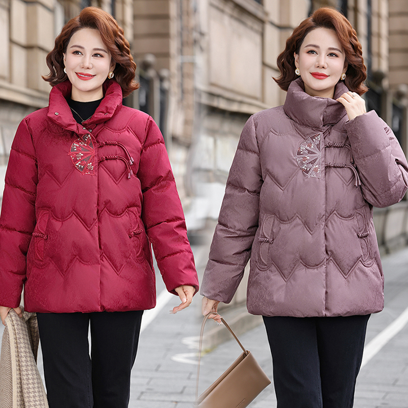 新中式妈妈冬装保暖棉服洋气中老年人女装冬季中长款加厚棉衣棉袄