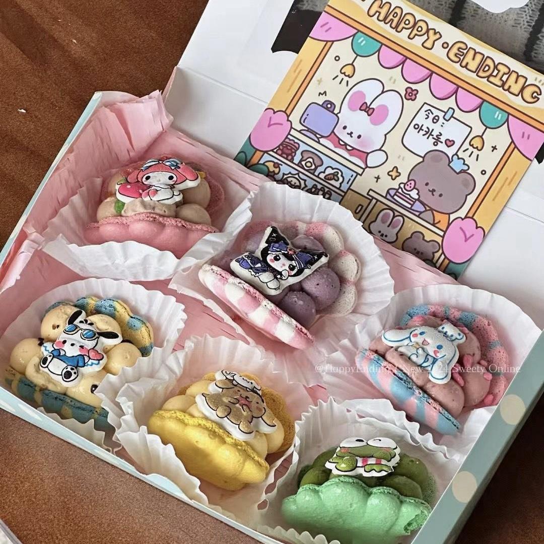 happy ending三丽鸥贝壳马卡龙六枚装手工制作下午茶甜品顺丰包邮