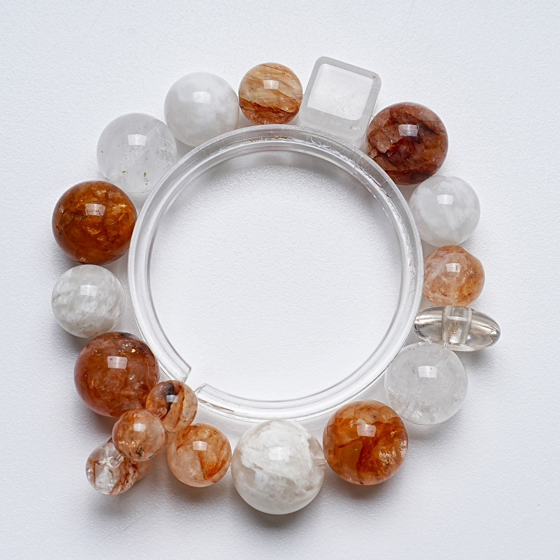 【棕晶映纱】天然幽灵水晶手串女款百搭水晶幽灵手链批发