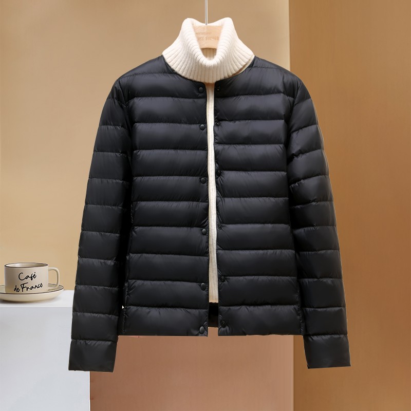 2025升级款女士轻薄白鸭绒内胆 三层锁绒   圆领V领两穿 PJ01