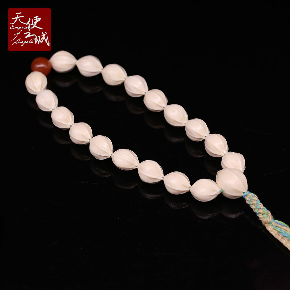 天然猛犸象牙橄榄核十八子手持手串文玩念珠串把玩件