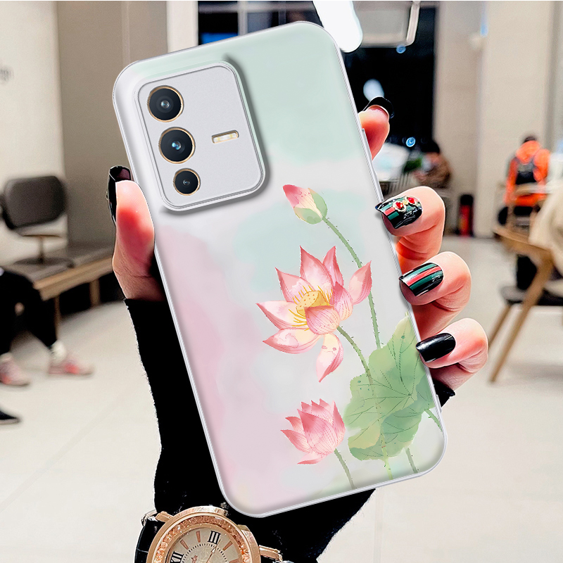 适用VIVOS12水凝壳s12pro手机壳好运莲花时尚新款防刮防摔保护套
