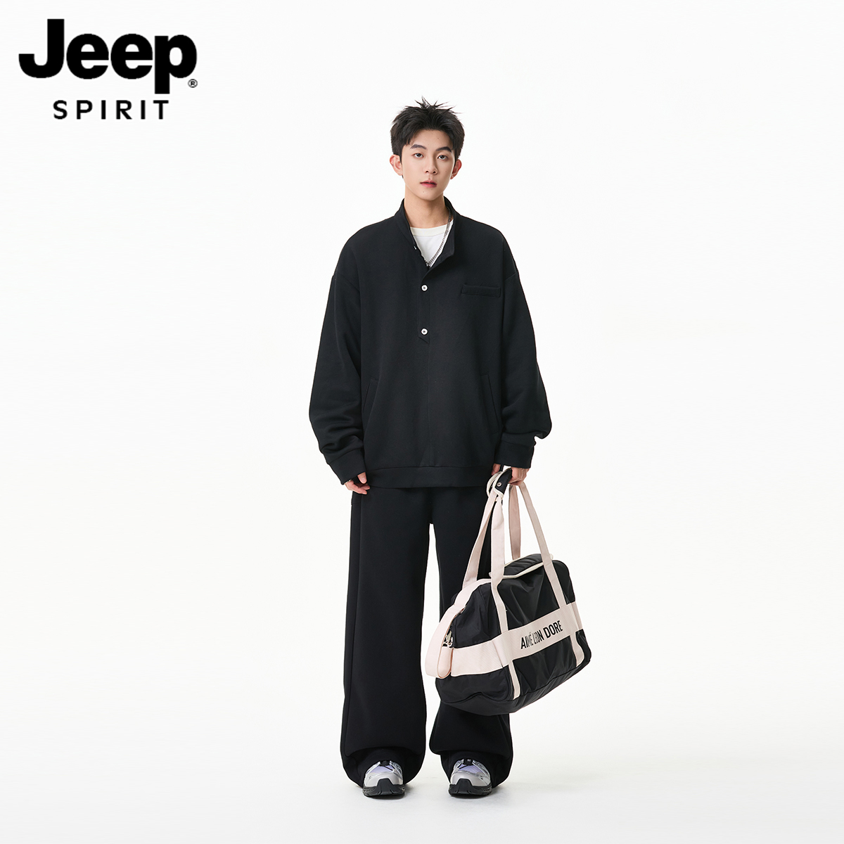 吉普时尚宽松卫衣卫裤两件套男女秋季复古休闲运动套装老钱风男装