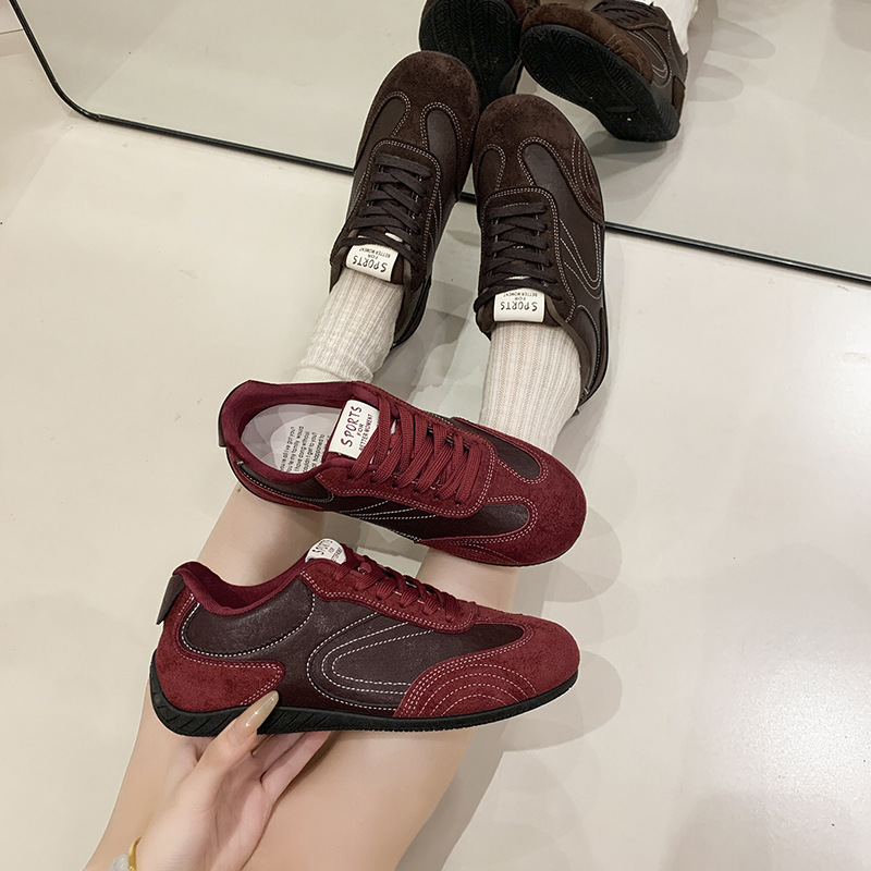 德训鞋2026春季新款百搭拼色皮面经典复古运动休闲女鞋超火阿甘鞋