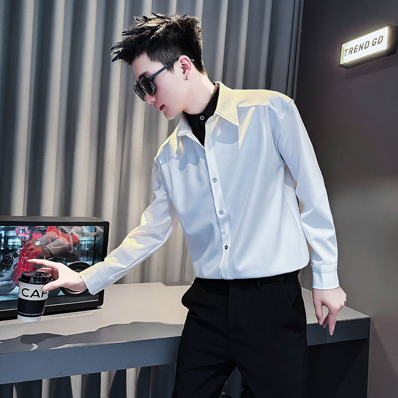男士长袖衬衫秋季爆款2025新款设计感潮牌痞帅假两件时尚休闲衬衣