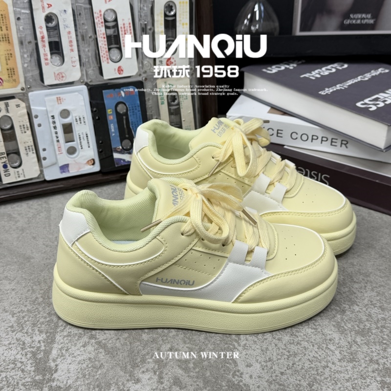 HUANQIU/环球潮流运动休闲板鞋女鞋2025新款校园风厚度增高百搭鞋
