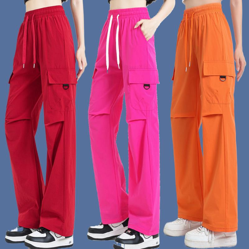 夏季网红新款广场舞长裤速干宽松薄款工装裤健身操运动跳曳步舞裤