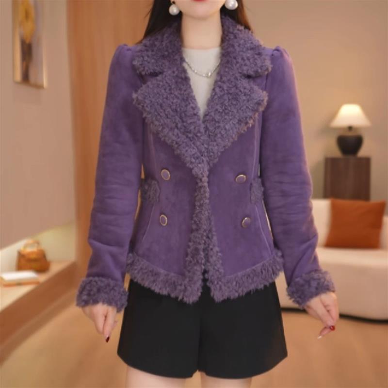 小香风毛呢外套女秋冬2025新款爆款小个子短款巨好看皮毛一体上衣