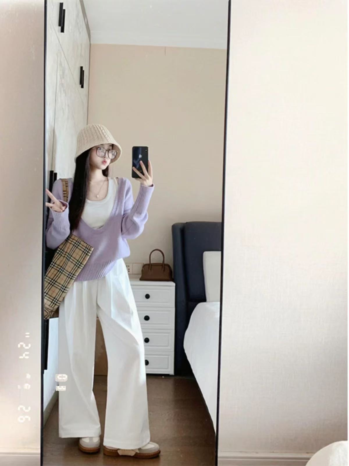 韩系chic套装时髦洋气一整套入秋ootd穿搭减龄毛衣背心长裤三件套