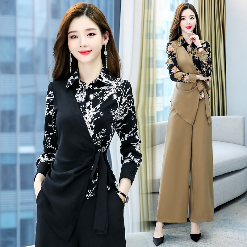 职业套装女2025年春秋新款时尚气质女神范干练工作服阔腿裤两件套