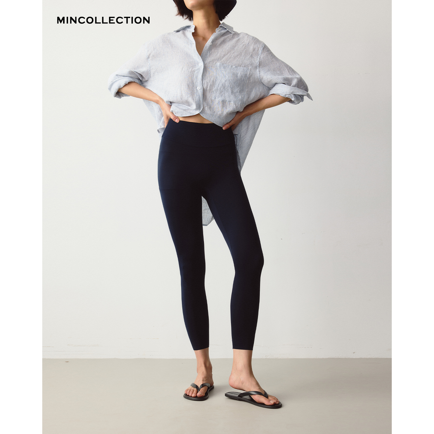 肌理打底裤/立体剪裁高腰显瘦薄款打底裤25531