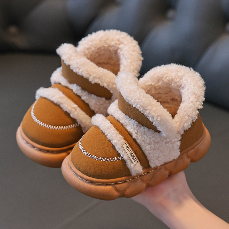 冬季儿童棉鞋时尚简约2025新款大中小防滑保暖加绒居家宝宝毛毛鞋