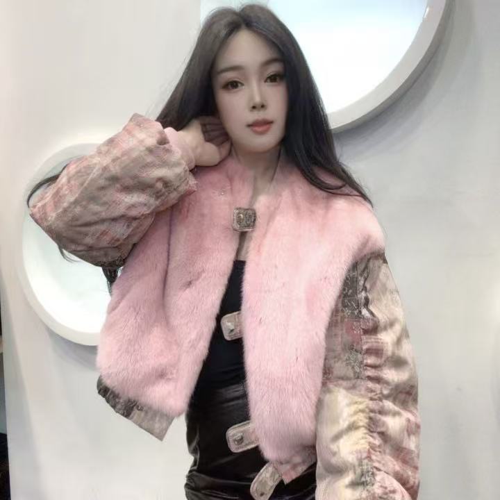 《铭嘉诗丹》轻奢风皮草外套81017E 衣长52