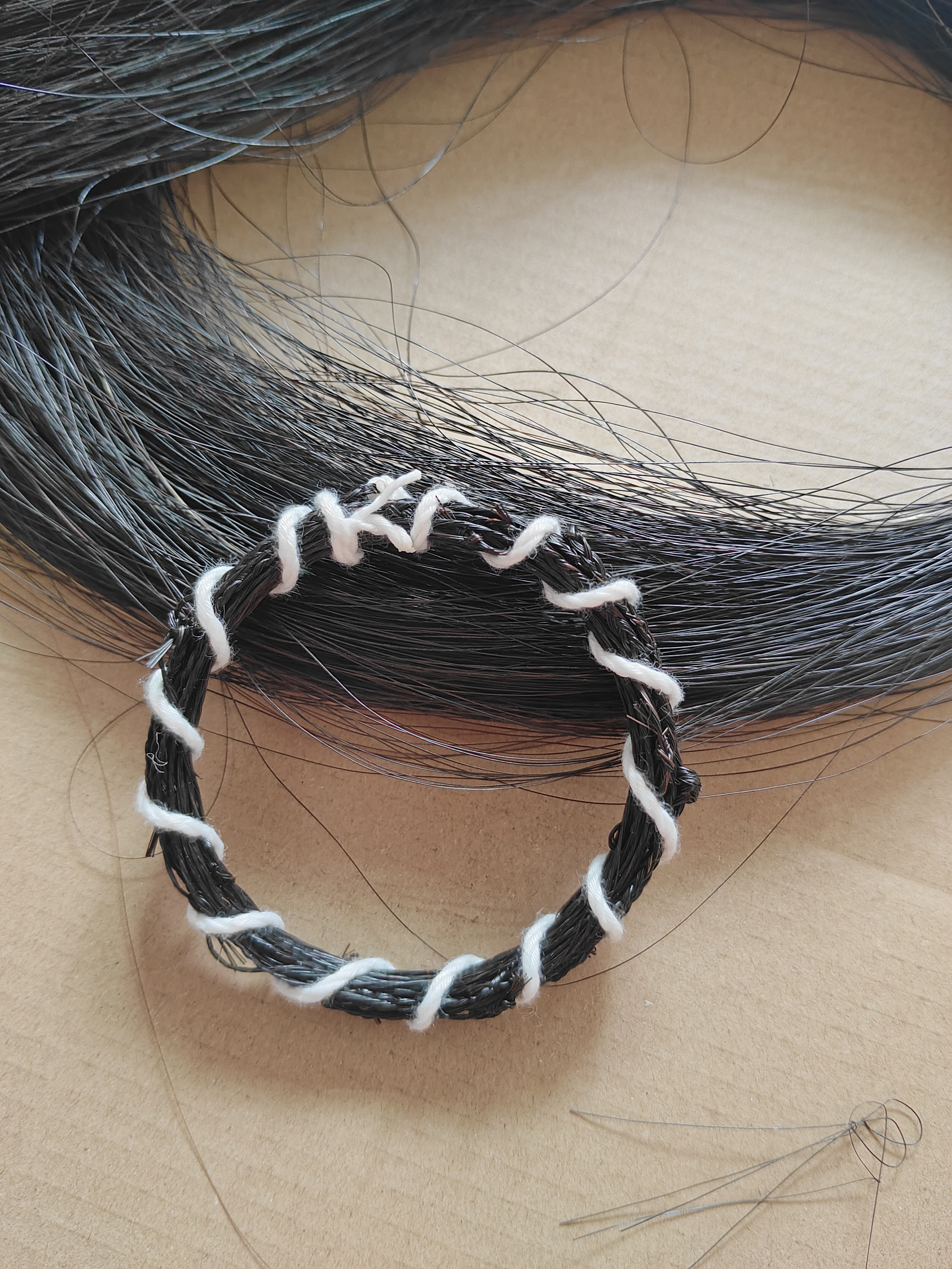 纯手工编织黑色马尾圈6公分全套