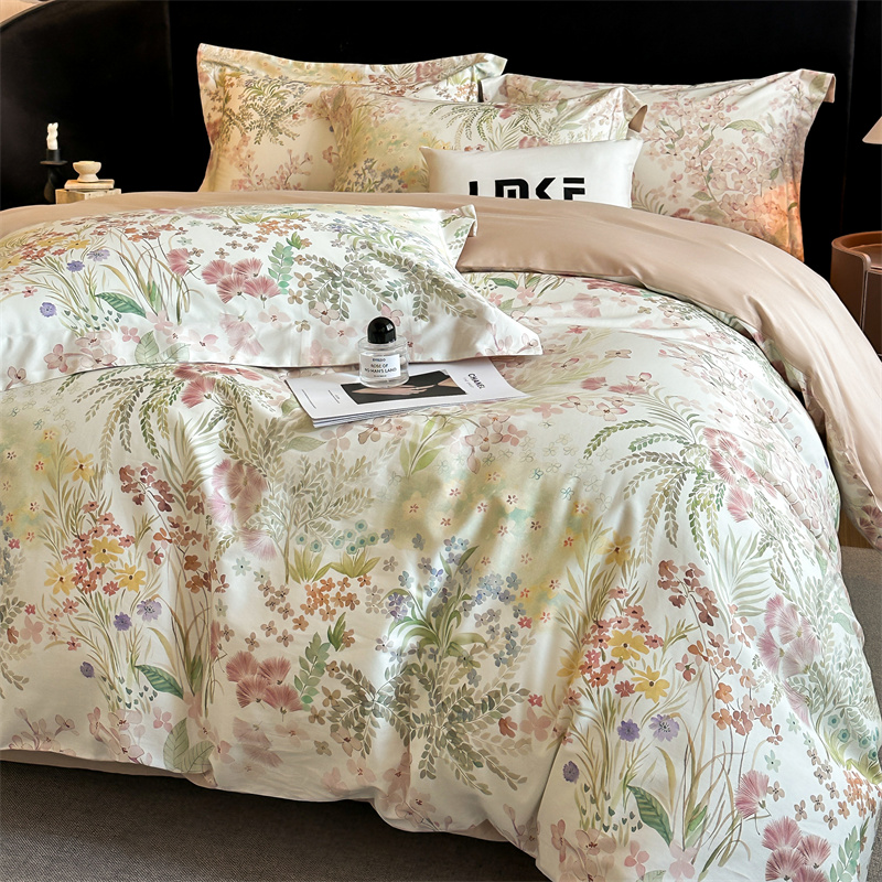 富安娜高端A类160支纯棉数码印花四件套100%全棉被套床单床上用品