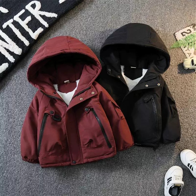 男童冬装棉衣2025新款儿童连帽外套加绒加厚棉服宝宝男孩派克服潮