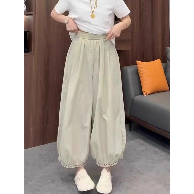 冰丝镂空花边灯笼裤女夏季高腰宽松显瘦哈伦萝卜气球裤凉凉阔腿裤