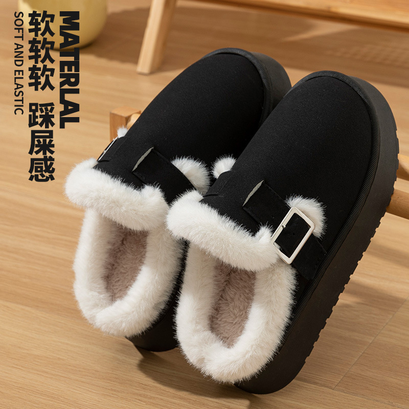 【爆款】2025秋冬季厚底勃肯鞋加绒保暖棉鞋女居家毛毛鞋雪地靴女外