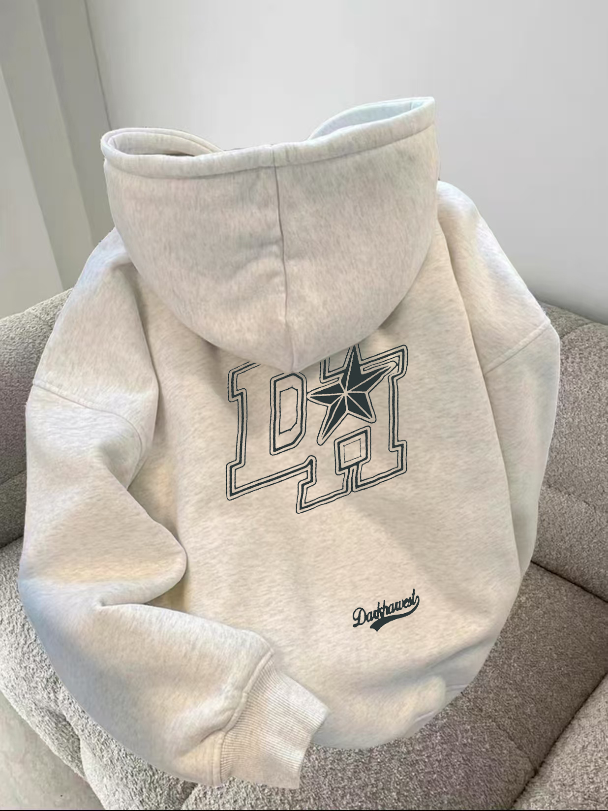 特大码300斤休闲重磅宽松潮牌学院风oversize男ins青少年连帽卫衣