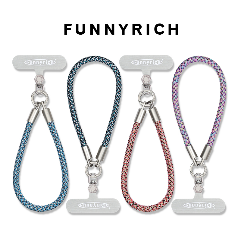 FUNNYRICH龙鳞编织手机壳挂绳手机腕带短款撞色防丢钥匙扣新款女