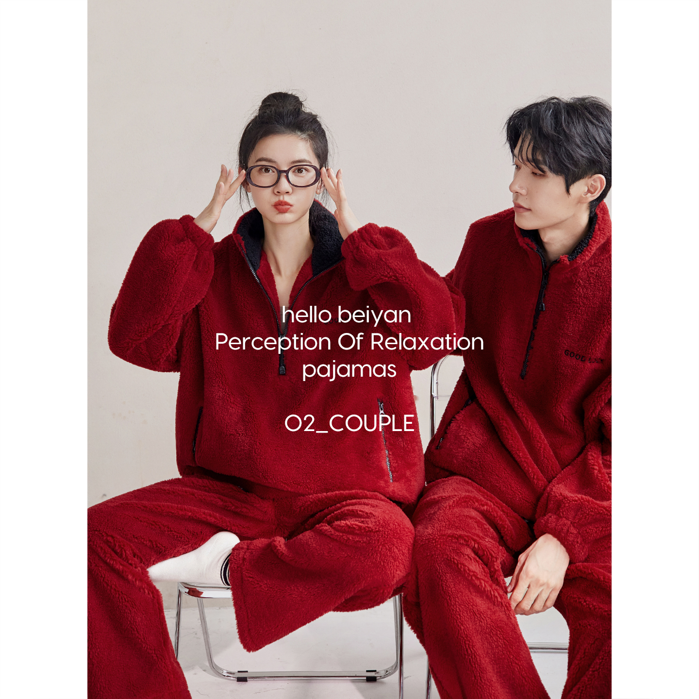 hello beiyan_怦然心动 本命年红情侣睡衣女冬季珊瑚绒男士家居服