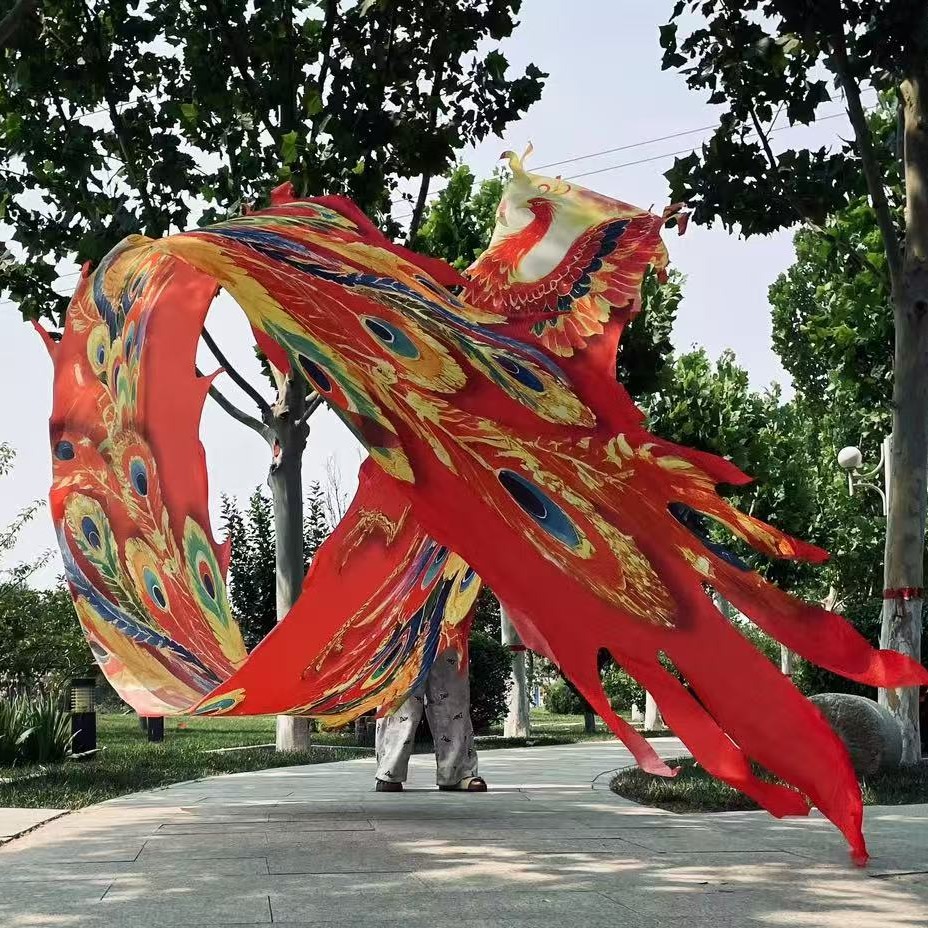 格曼新款一体凤凰龙衣彩绸可水洗健身龙彩带