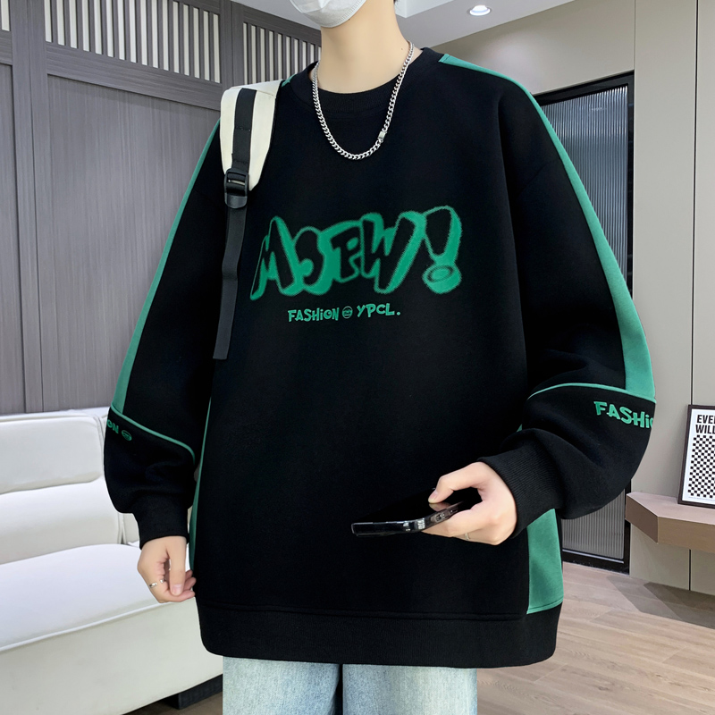 青少年卫衣男2025秋冬款加绒加厚长袖T恤韩版ins潮流宽松百搭衣服