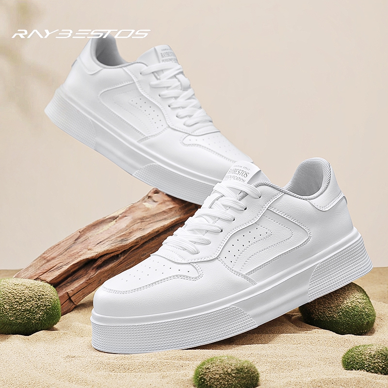 Raybestos秋冬新款透气防滑休闲男鞋厚底增高小白鞋大码百搭板鞋