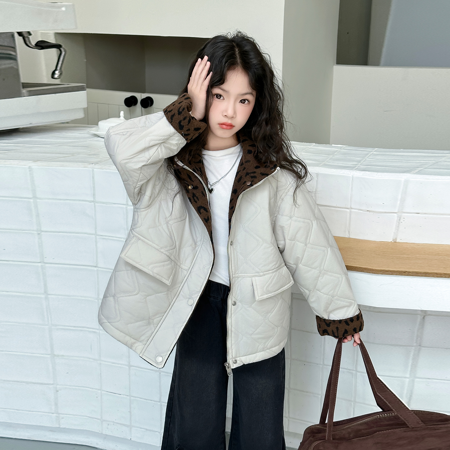 女童秋季外套2025新款儿童秋装上衣夹棉女孩轻薄棉服秋冬棉袄大童