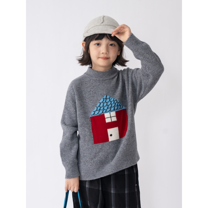 ASKR‘悦耳’【100%羊毛】女童2025冬季新款宝宝卡通儿童纯羊毛衫