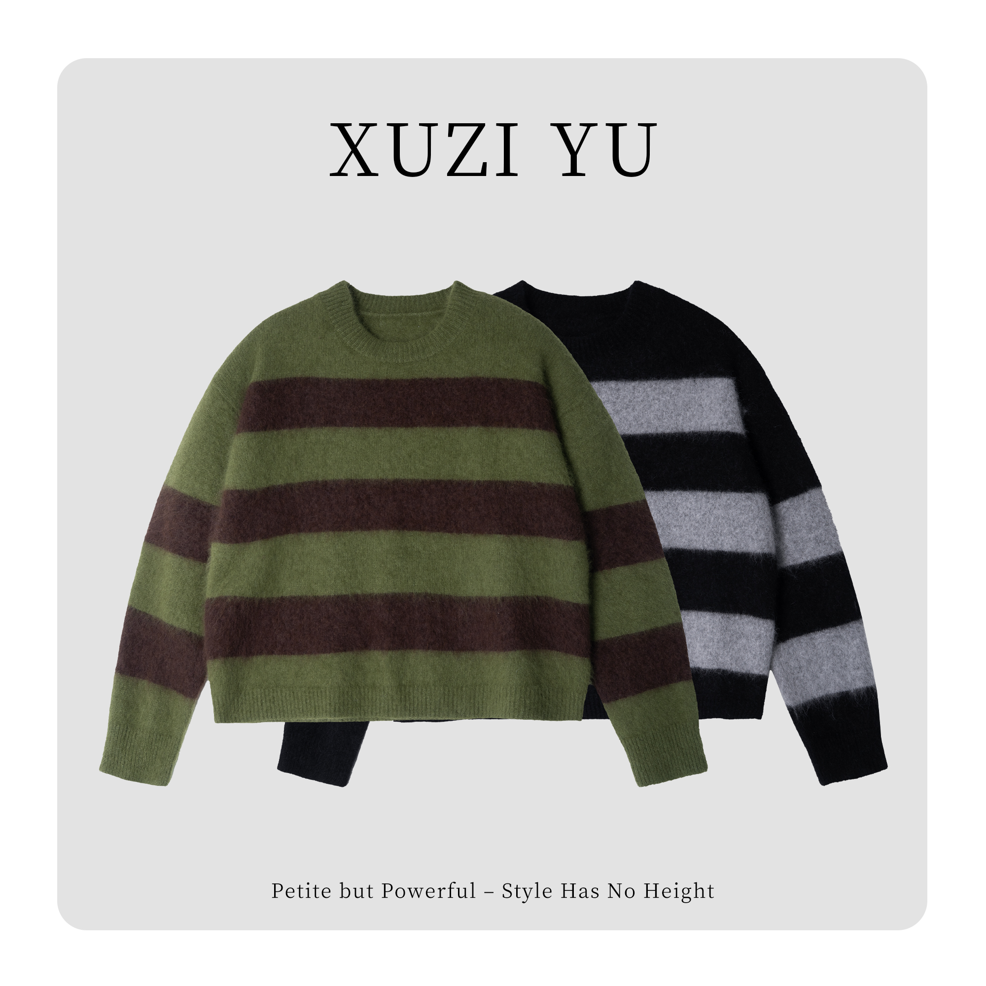 XUZI YU.小个子定制新品条纹圆领韩版显瘦百搭冬季毛衣女771-M652