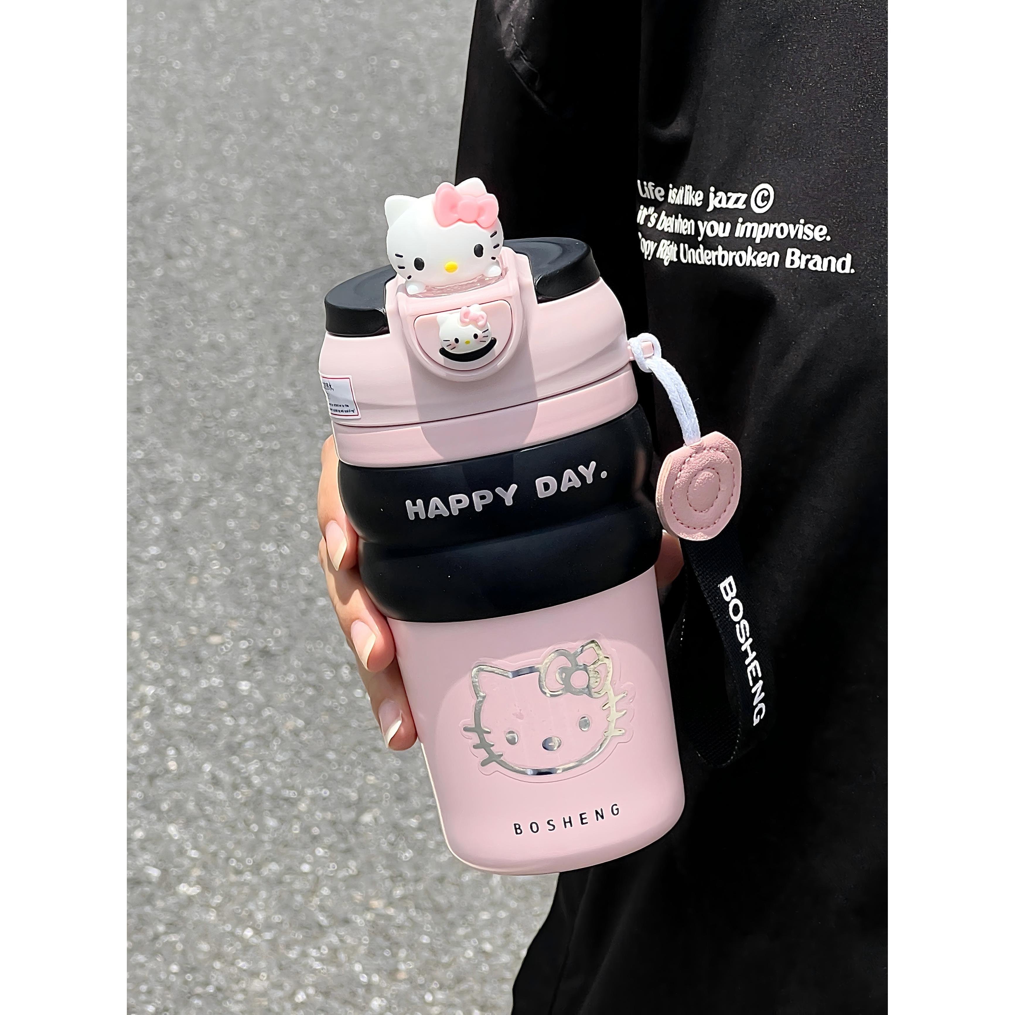 FAVMARTHAhellokitty保温杯大容量2025新款学生可爱水杯带吸管杯
