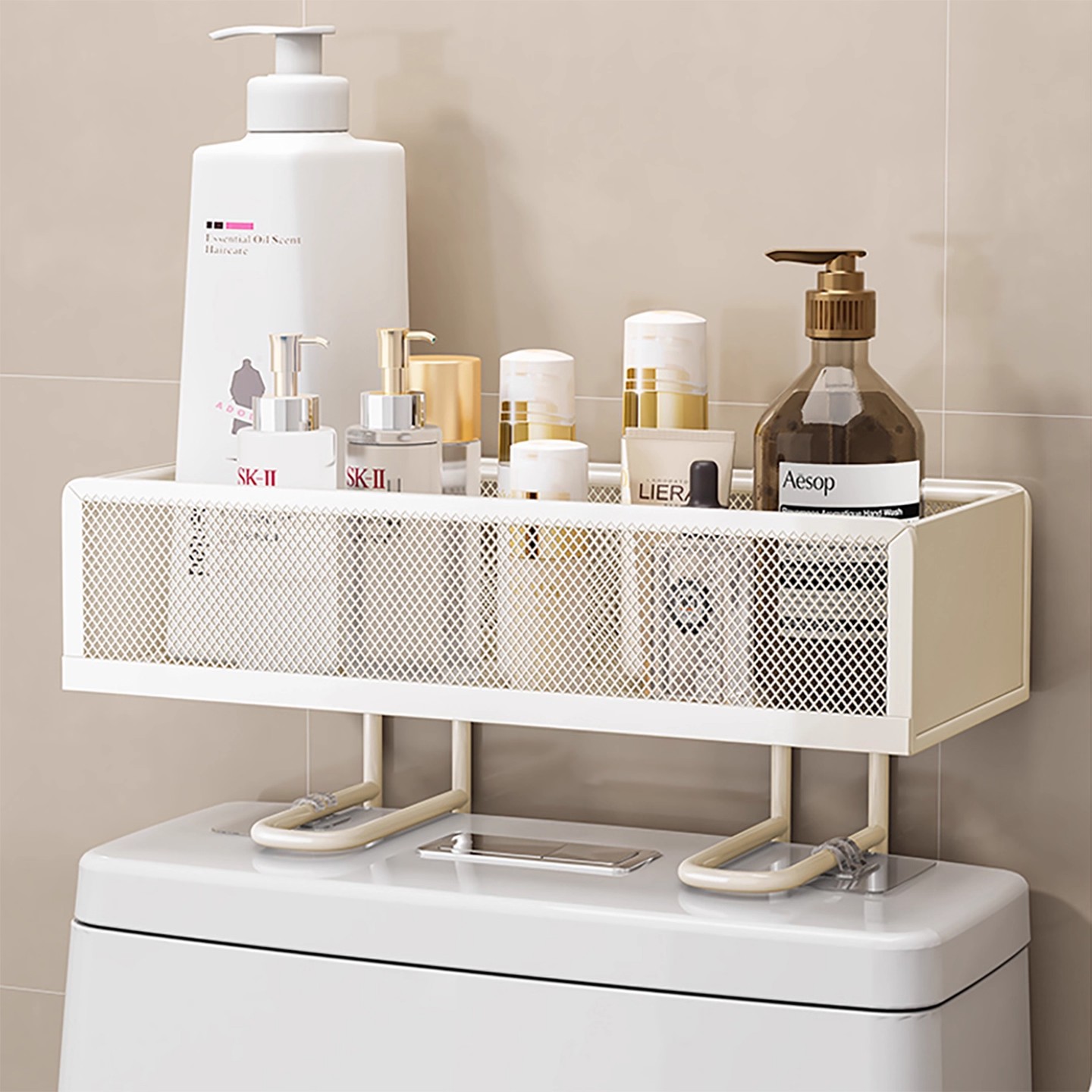 卫生间置物架厕所马桶上方洗手间洗发水沐浴露免打孔浴室收纳架子