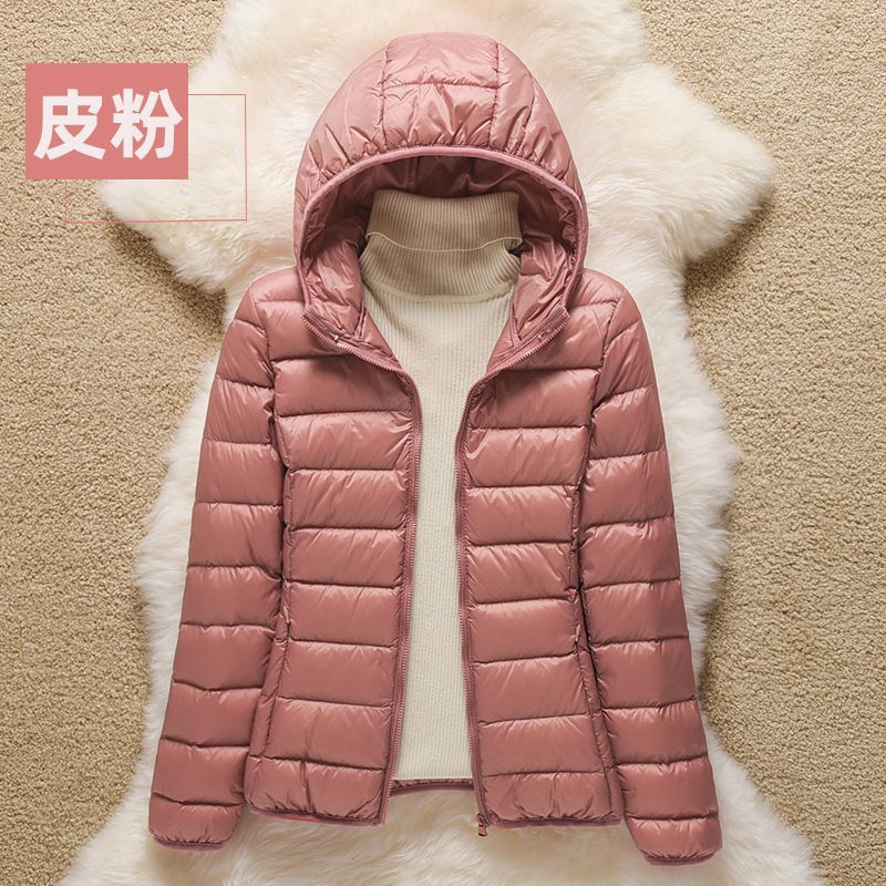 反季清仓轻便秋冬轻薄羽绒服女短款韩版大码修身显瘦连帽冬装特价