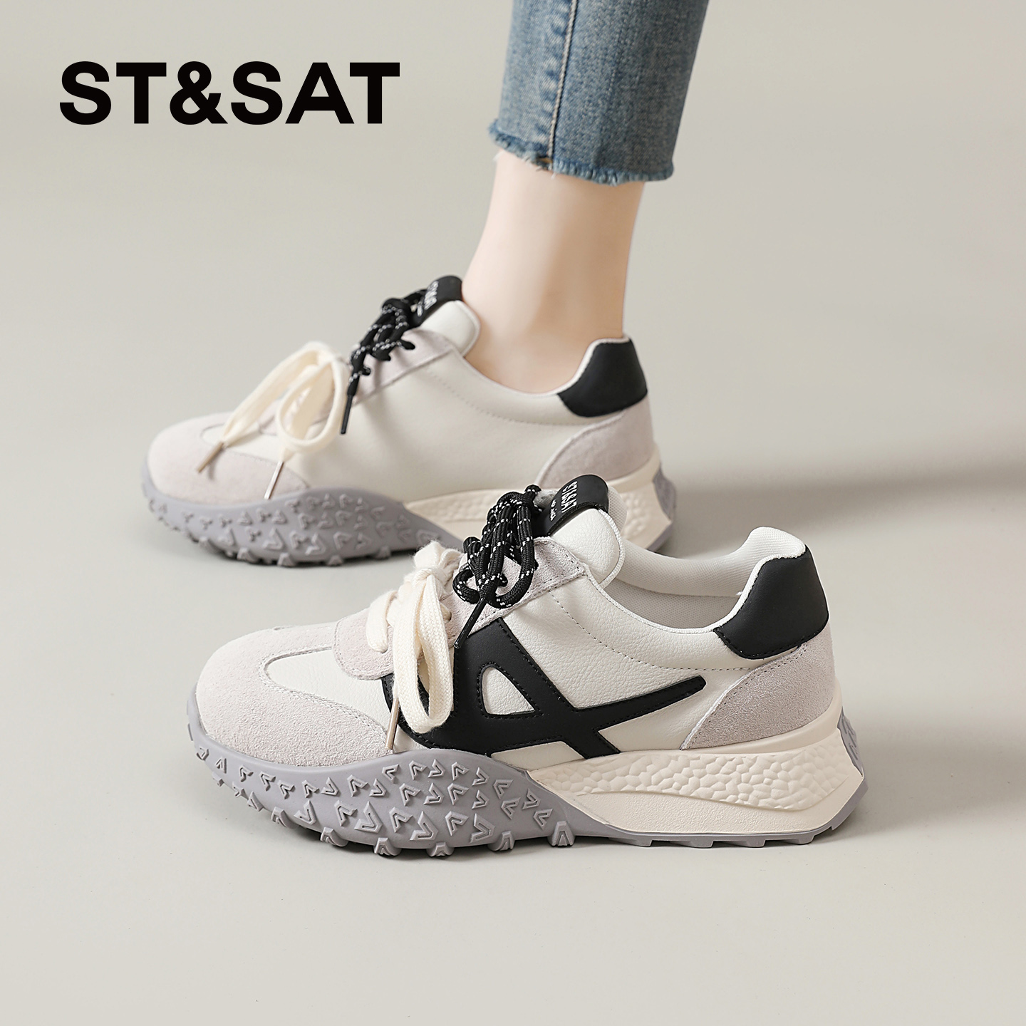 星期六百搭阿甘鞋女士2025新款秋季ins女鞋休闲小个子厚底德训鞋