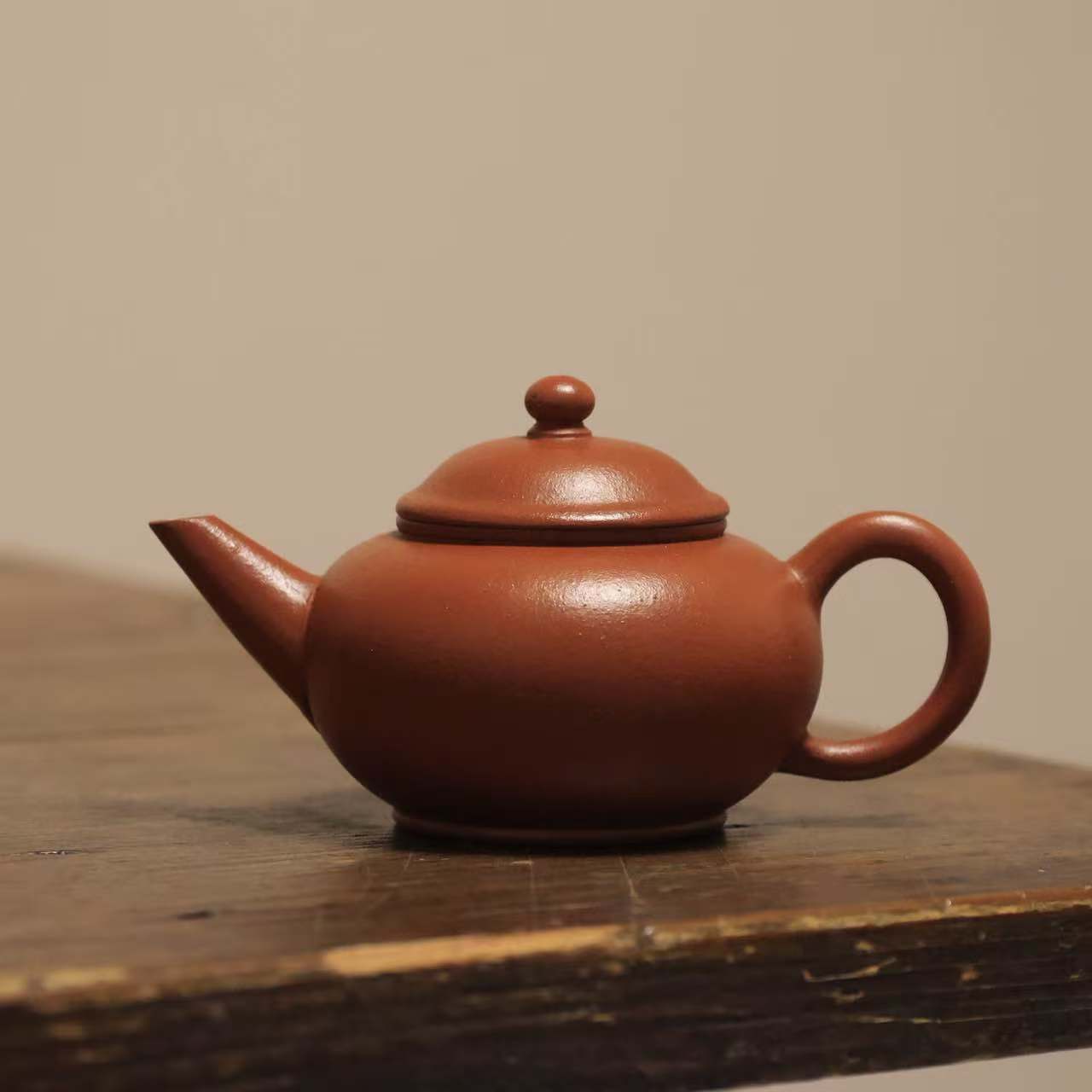 90年代台商定制墨渊斋朱泥水平93毫升紫砂壶红泥茶具水平壶茶壶