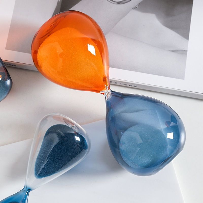 轻奢彩色玻璃沙漏计时器创意北欧现代居家办公室装饰计时沙钟摆件