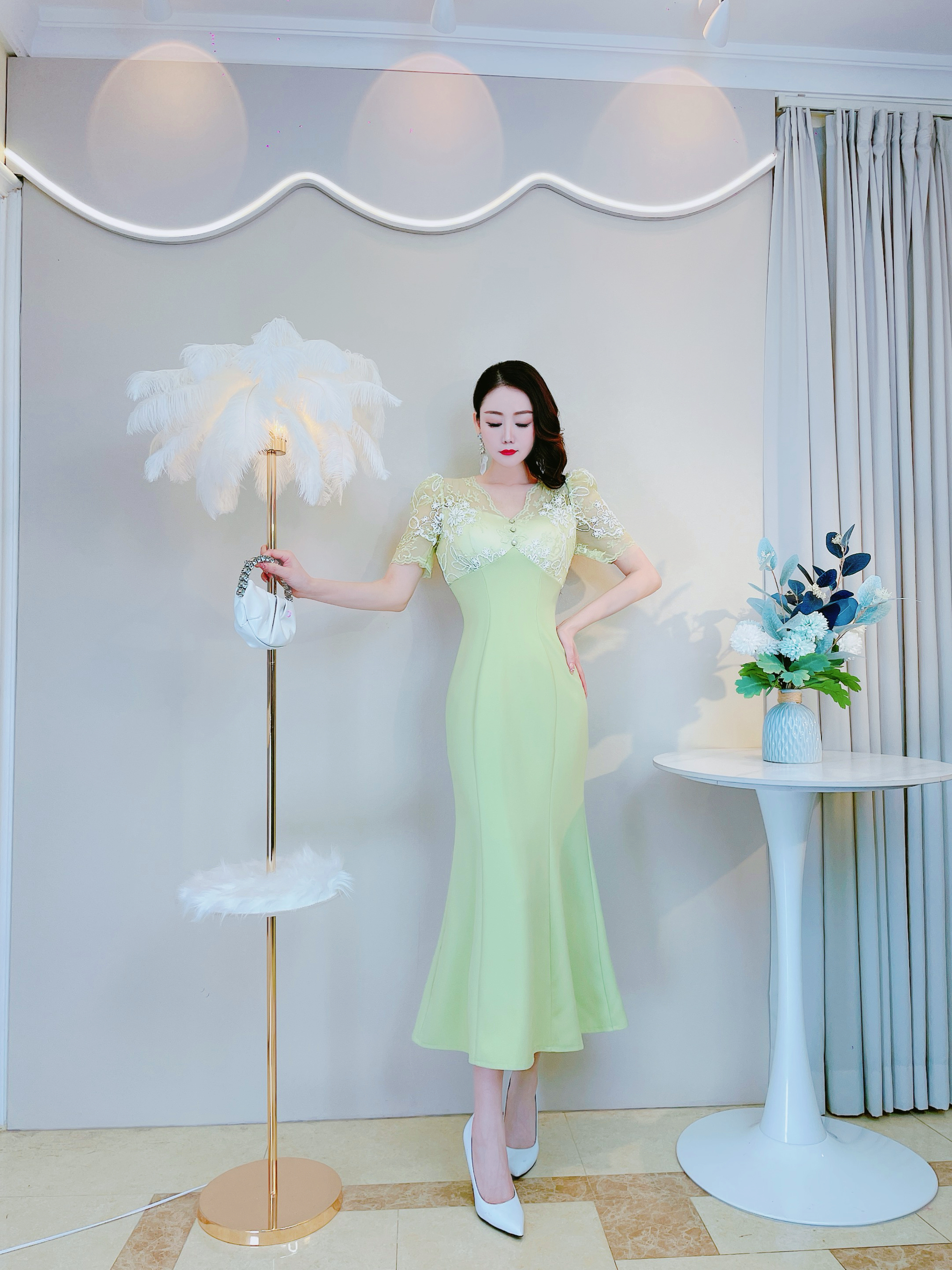 【雪儿定制】新款气质法式收腰显瘦名媛优雅轻奢高级感连衣裙21253