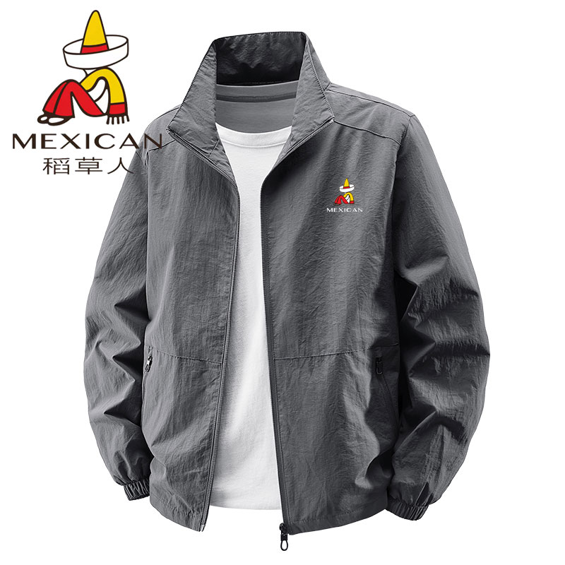 稻草人夹克男春秋新款立领透气外套男休闲百搭男士夹克外套