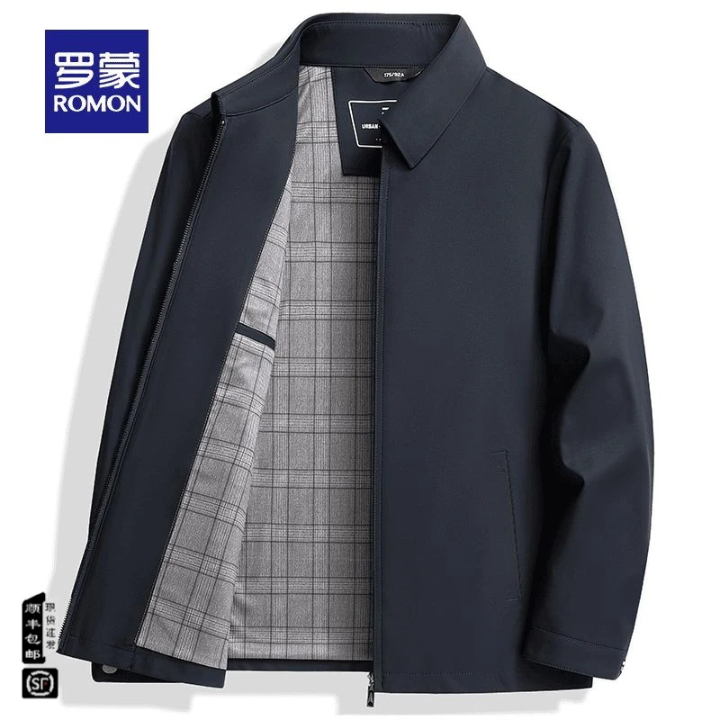 罗蒙秋冬男装大师春秋新款翻领夹克男士中老年商务外套男款春秋
