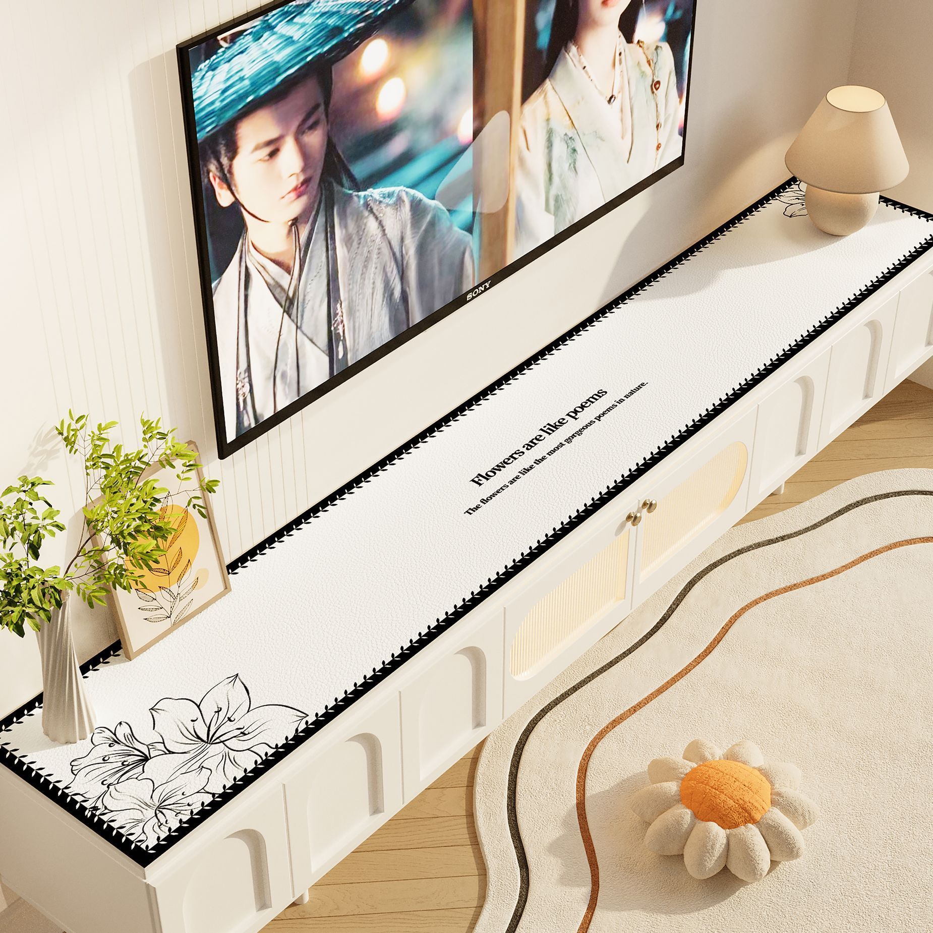 长款玄关柜酒柜长条柜子桌面垫免洗防水防油桌布桌面保护垫防尘罩