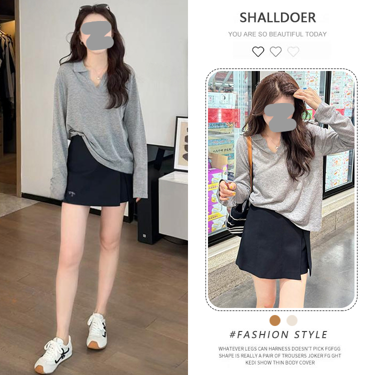 欧货海鸥领薄款防晒长袖罩衫T恤女夏季新款慵懒宽松简约百搭上衣