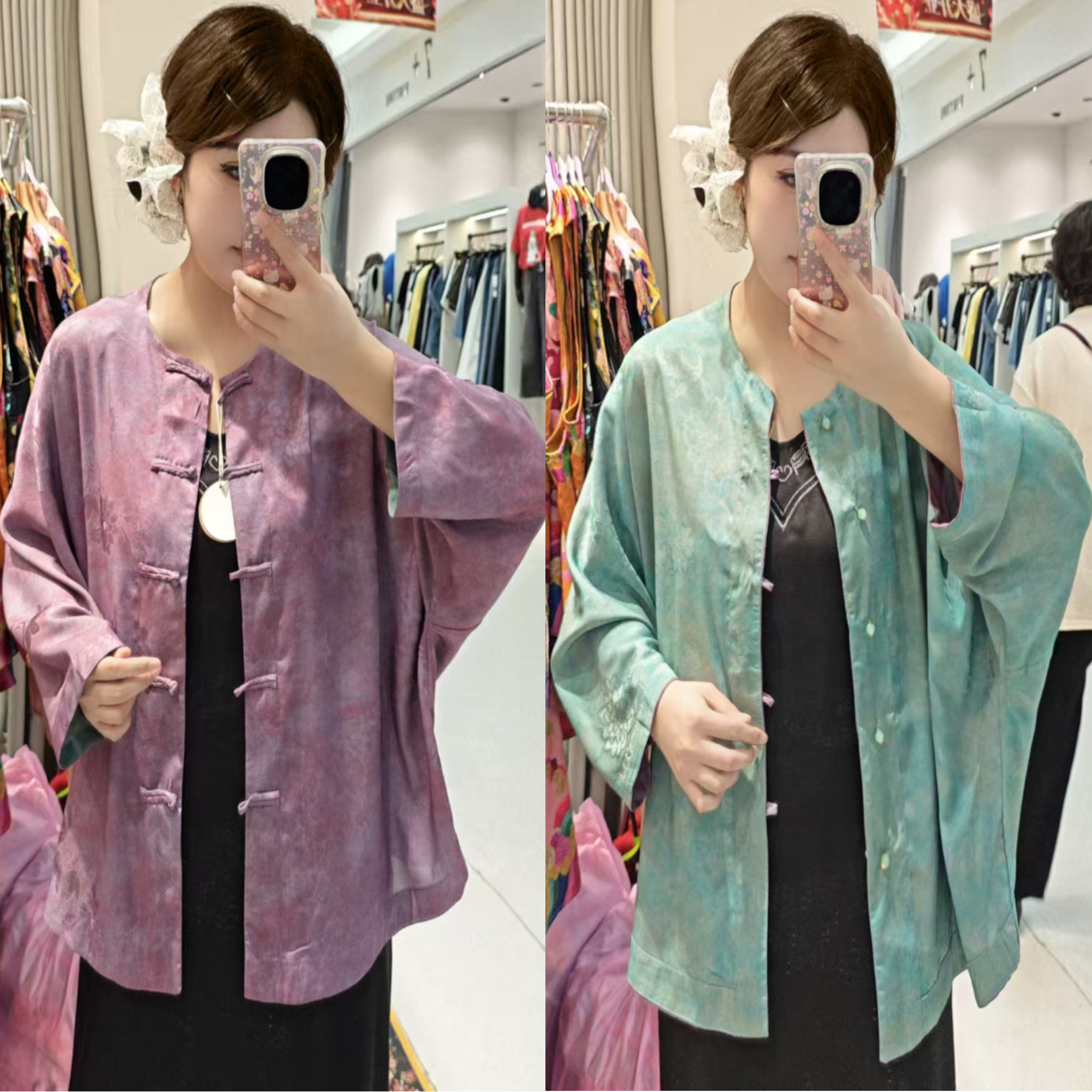 深圳9610新中式国风提花双面穿盘扣上衣薄衬衫