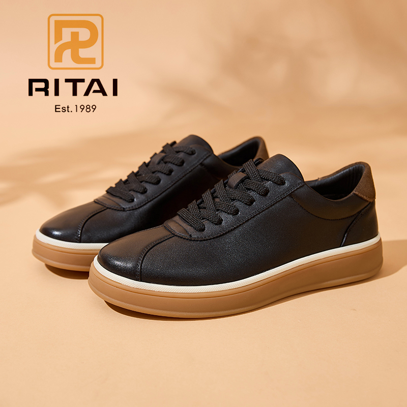 日泰老钱风男鞋商务休闲头层牛皮耐磨防滑软底休闲舒适真皮板鞋