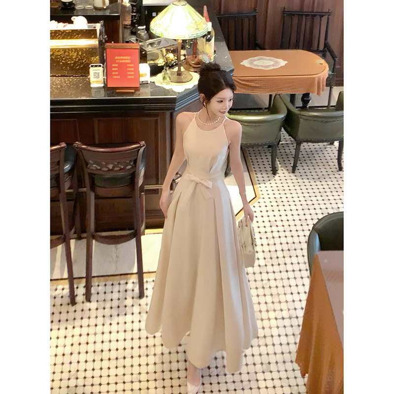 Good Job【繁花】法式重工蝴蝶缎面吊带连衣裙气质公主生日礼服裙