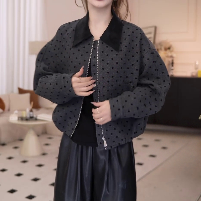 韩版翻领短款外套女欧洲站2025秋冬新款时尚休闲百搭宽松显瘦夹克