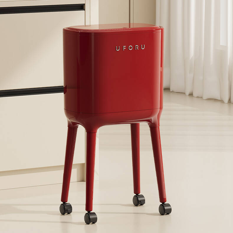 免弯腰高脚厨房垃圾桶家用高级感客厅轻奢大容量可移动带盖垃圾筒