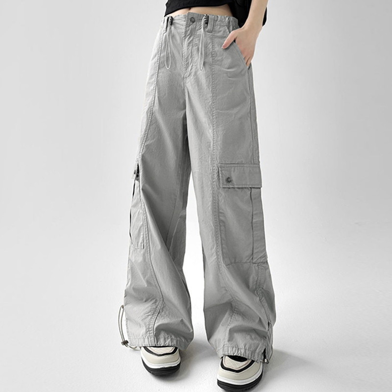 美式设计感工装裤女春秋嘻哈束脚复古宽松阔腿高腰休闲长裤子显瘦